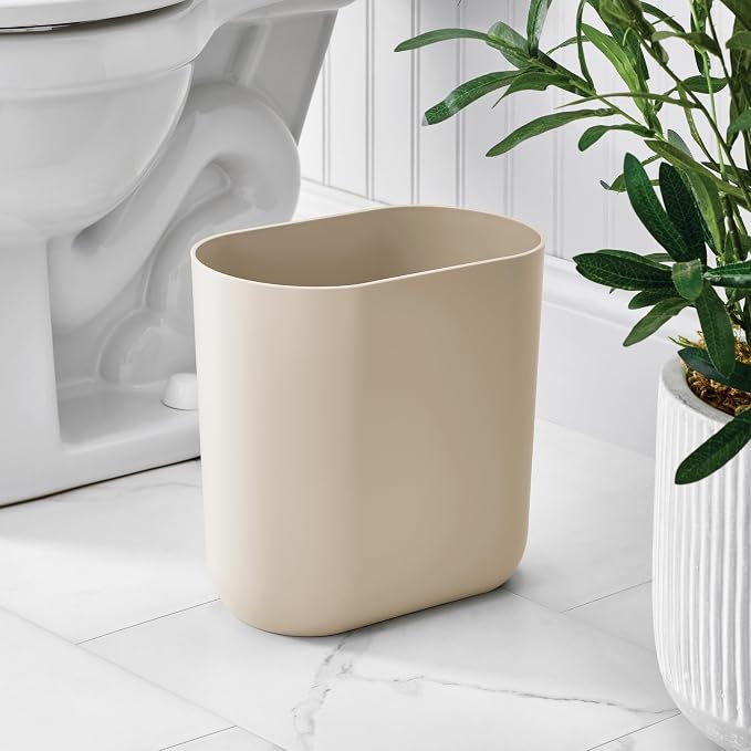 iDesign Small Slim Plastic Bathroom Trash Can - Image 5