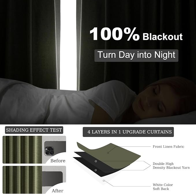 Topfinel 92 Inches Long Farmhouse Custom Black Out Drapery Panels, Rustic - Image 6