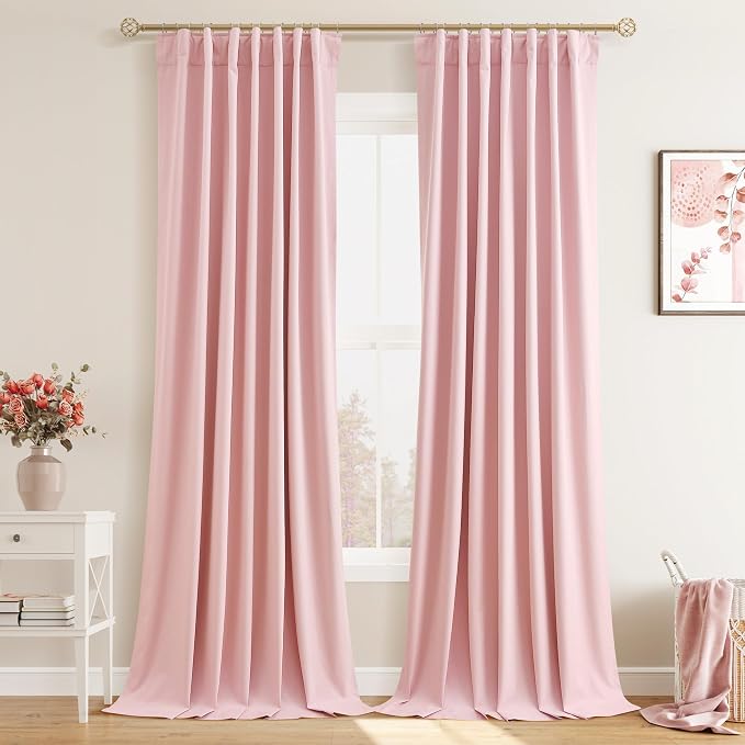 Joywell 100% Blackout Linen Curtains 108 Inch Long by Joywell