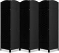 6 Panel Folding Room Divider, Woven Privacy Screen, handcrafted diamond pattern by cocosica