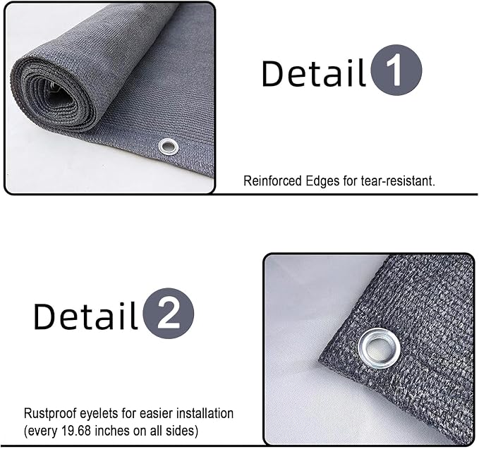 3'x10' Grey Balcony Privacy Screen Fence Windscreen 90% UV Block | 90% privacy - Image 4