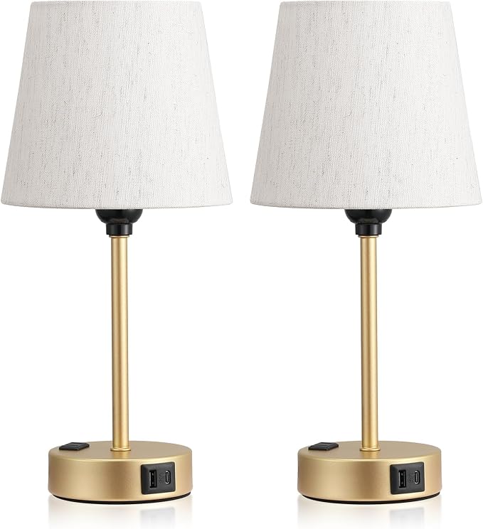Gold Bedside Lamps Set 2 for Bedroom - Image 9