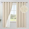 YoungsTex Linen Blackout Curtains 63 Inch Length Beige Darkening Drape | by YoungsTex
