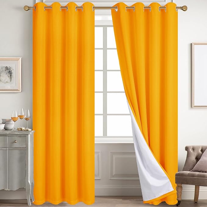 Diraysid 100% Blackout Curtains Yellow Linen Curtains by Diraysid%2C+refresh+your+life
