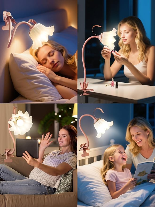 Desk Lamp Flower Clip on Light, 3 Color Modes Book Light Flexible Gooseneck LED - Image 7