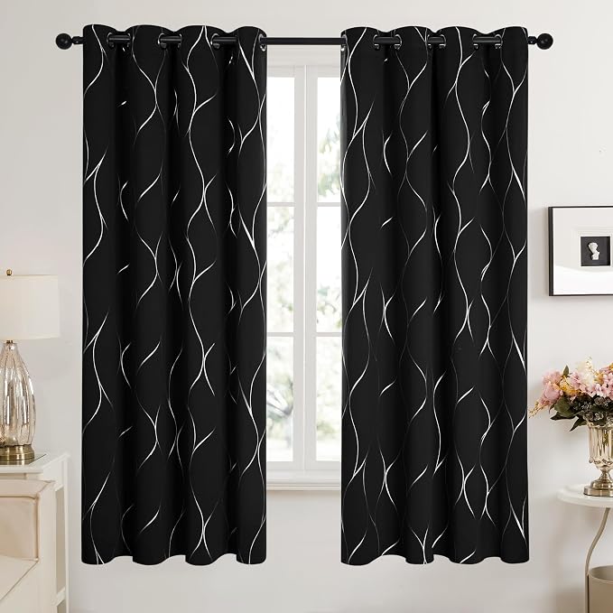 Deconovo Curtains for Living Room, Pattern Blackout Curtains 72 Inches Long | - Image 2