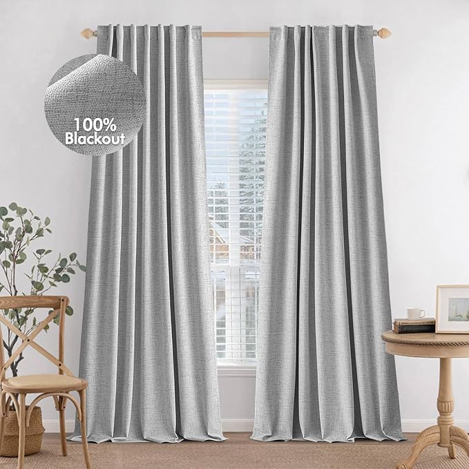 MIULEE 100% Blackout Curtains 84 inches Long Linen Curtains & Drapes by MIULEE