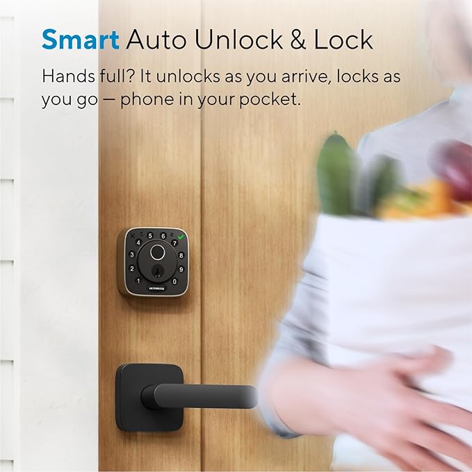 ULTRALOQ Bolt Fingerprint Smart Lock with Lever, Front Keypad Door Lock with Handle, Built-in WiFi Deadbolt, App Remote Control, Auto-Lock, Works with Apple HomeKit, Alexa, Google, BHMA Certified