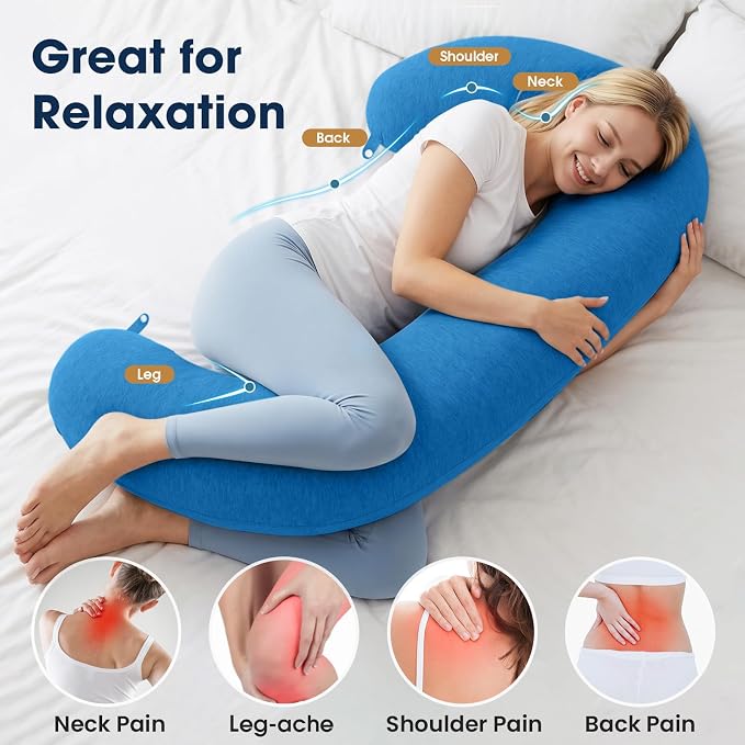 TranquilRelax C Shaped Body Pillow, Light Blue, Body Pillow, Pregnancy Pillow - Image 3
