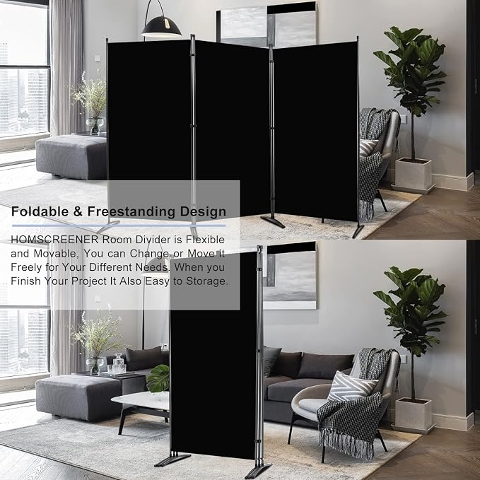 Room Divider 6FT Folding Privacy Screens, 3 Panel Partition Room Dividers | - Image 3