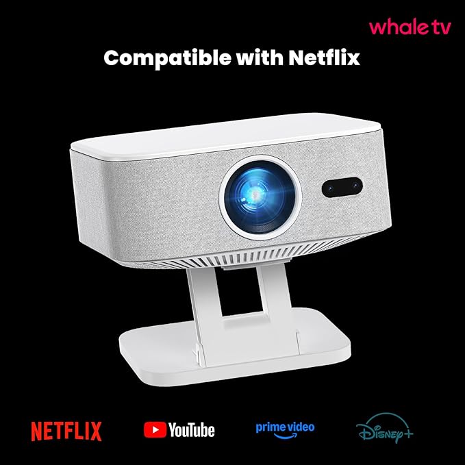 [1500 ANSI/Built-in APPs] Smart Projector with Wifi and Bluetooth: NICPOW 4K Outdoor Projector, Compatible with Netflix, Auto Focus & Keystone, Portable Proyector for Home & Outdoor Use, White