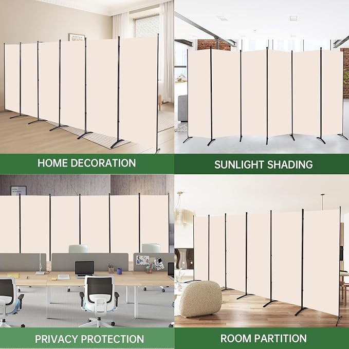 6 Panel Folding Room Divider, Sturdy Frame Freestanding Wall Divider | - Image 7