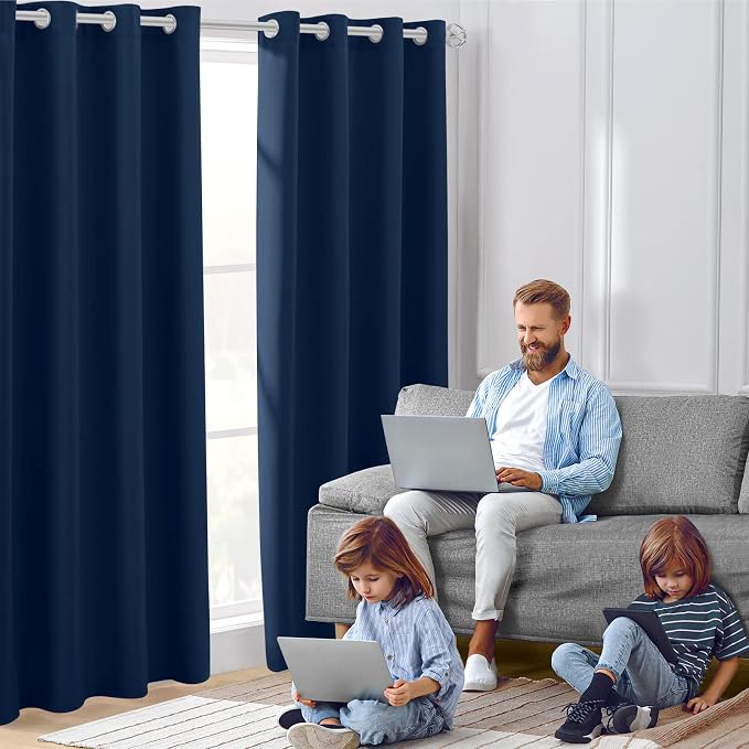 HOMEIDEAS Dark Navy Blackout Curtains - Image 2
