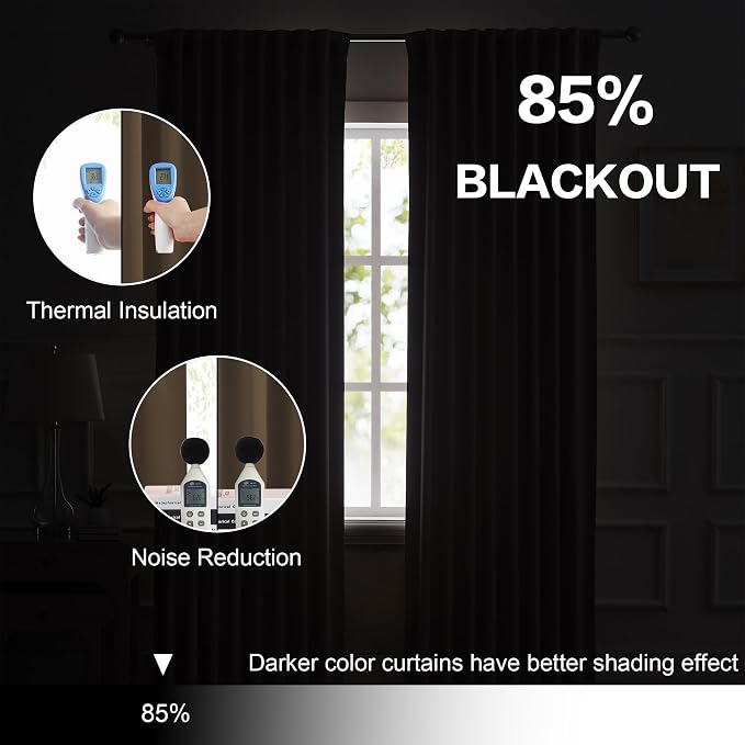 Blackout Curtains/Drapes 90 Inches Long, 2 Panels, 52x90 | Light Blocking - Image 6
