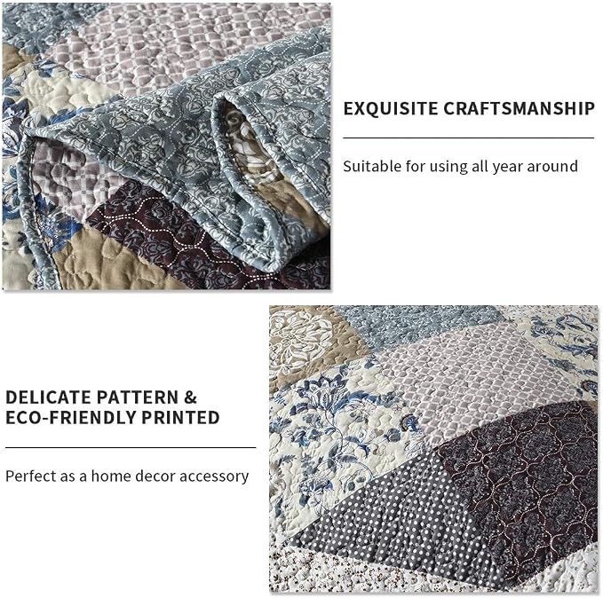 3-Piece Queen Quilt Set Quilted Bedspread Oversized Microfiber Lightweight - Image 4