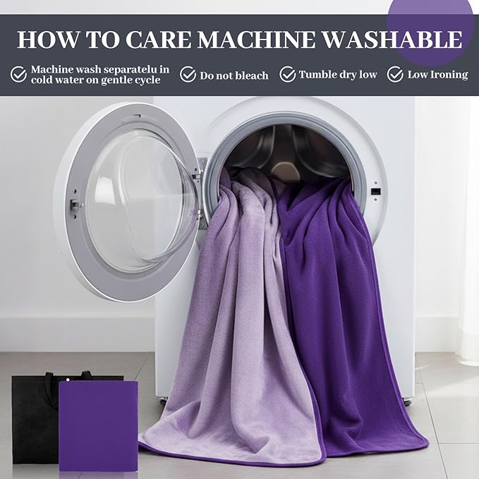 Waterproof Blanket for Bed Couch Sofa, 40''x60'' Reversible & Washable, Fleece and Flannel Waterproof Mat, Water Resistant Bed Cover, Leakproof Mattress Protector(Light Purple/Dark Purple)