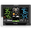 DreamSky Weather Station Indoor Outdoor Thermometer Wireless, Atomic Clock with Indoor Outdoor Temp, Date Day, Adjustable Backlight, Inside Outside Temperature Humidity Monitor for Home