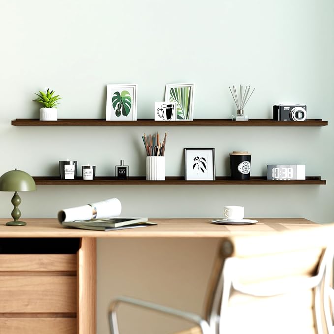 Walnut Floating Shelves for Wall Decor, 52 in Shelf - Image 2
