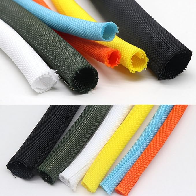 HOLED 5/8 inch Split Braided Cable Management Sleeve for USB Cable Power Cord Audio Video Cable, Wire Loom Cord Protector from Cat Dog Chewing (Orange, 10FT)