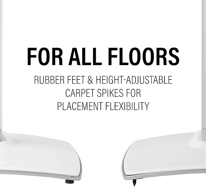 Sanus Speaker Stand for Sonos Era 100 Speakers - Height Adjustable Single Stand w/Easy 3 Step Install - Includes Rubber Feet & Carpet Spikes - White