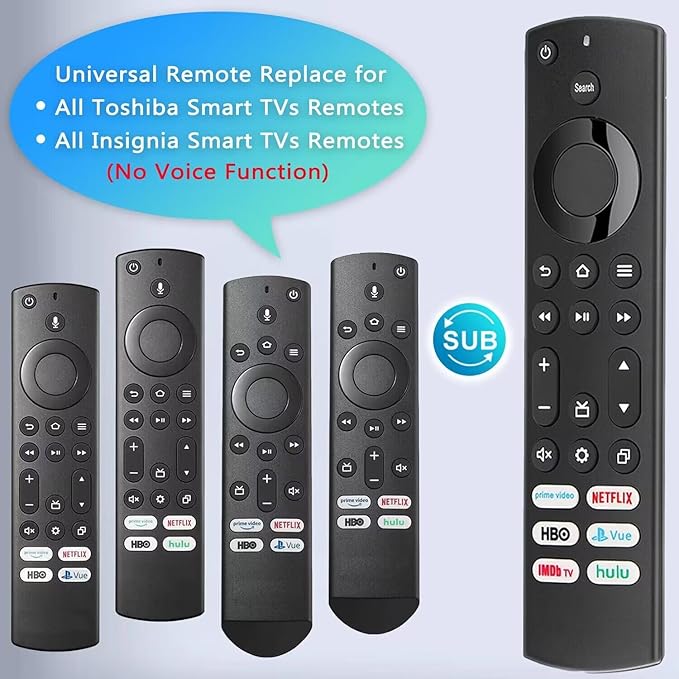 Replacement for Insignia/Toshiba/Pioneer Fire TV Remote, Universal Compatible for AMZ Fire Smart TV Remote (Not for Stick and Cube) with 6 Hot Keys