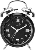(Loud Alarm for Deep Sleepers 4'' Twin Bell Alarm Clock, Stereo Digital Dial Alarm Clock with Backlight for Bedroom and Home Decoration(Streamer Black)