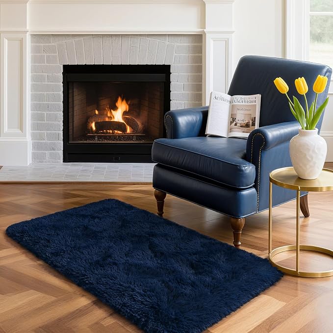 HOMORE Small Rugs for Bedroom 2x3 Navy Blue Rug for Bedside Living Room | Soft - Image 3
