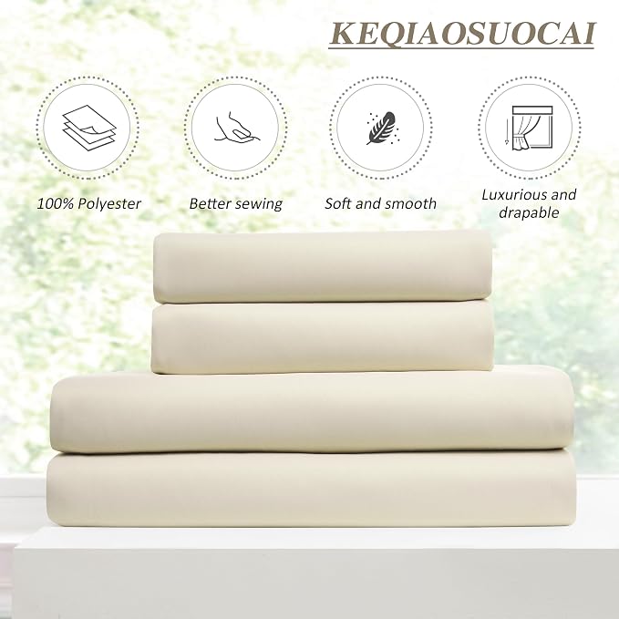 Cream Beige Blackout Curtains 100 Inches Long, Vertical Draft Privacy Window - Image 5