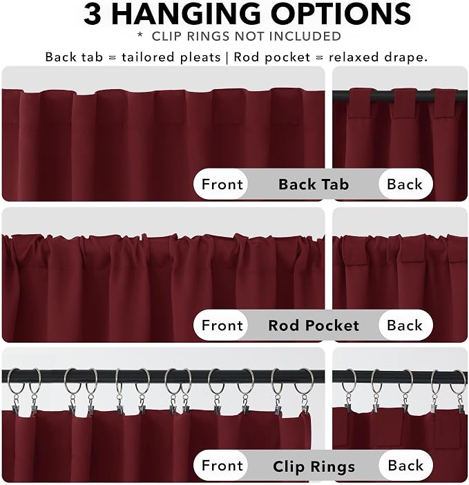 Deconovo Rod Pocket and Back Tab Curtains Thermal Insulated Window Draperies - Image 2