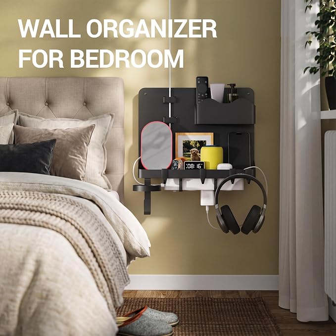 Bedside Shelf, Dorm Room Essentials Metal Floating Shelves | Wall Organizer - Image 5