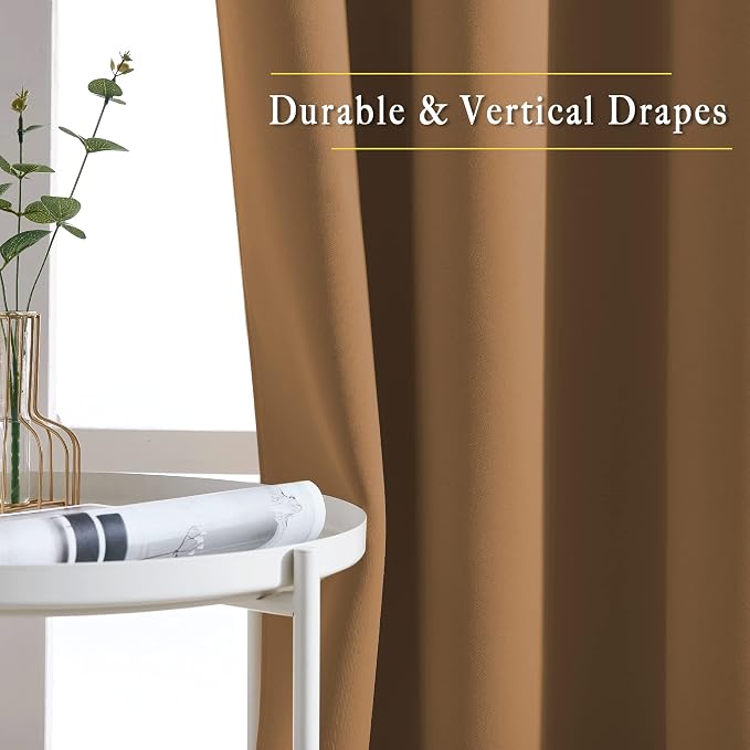 NICETOWN Gold Brown Curtains 2 Panels 84 inches Long - Image 5
