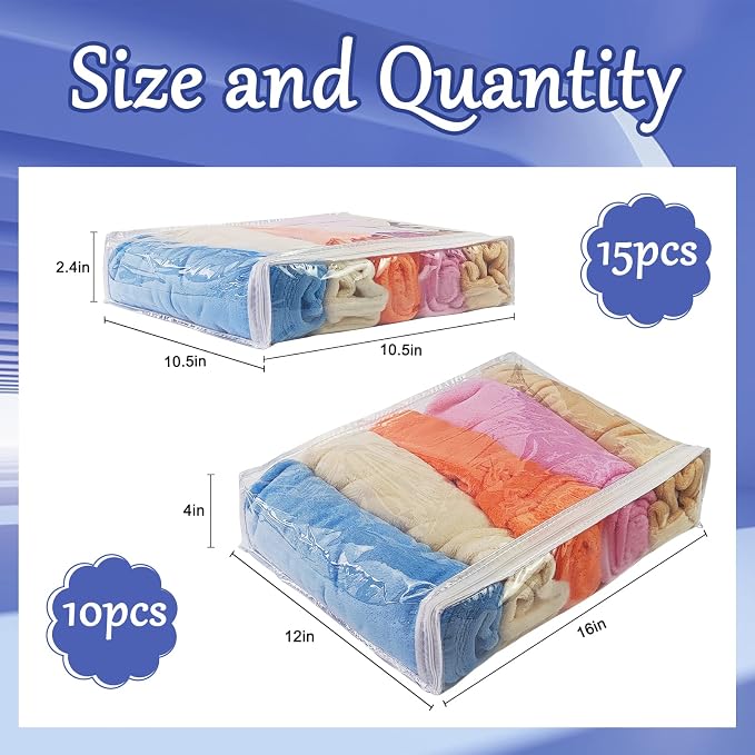 25Pcs Clear Vinyl Zippered Storage Bags - Image 2