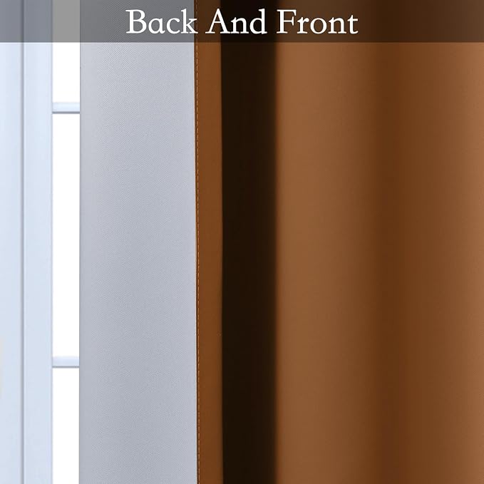 SimpleHome Ombre Burnt Orange to Grey White Curtains - Image 6