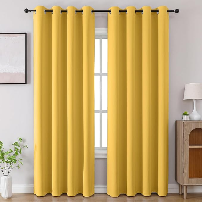CUCRAF Blackout Curtains 96 inch Length 2 Panels Set, Room Darkening Drapes by CUCRAF