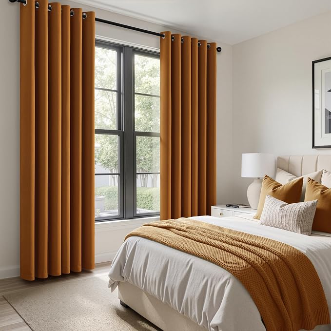 Gold Brown Blackout Curtains for Bedroom Living Room W40 x L84 Inch | 84 Inch - Image 6