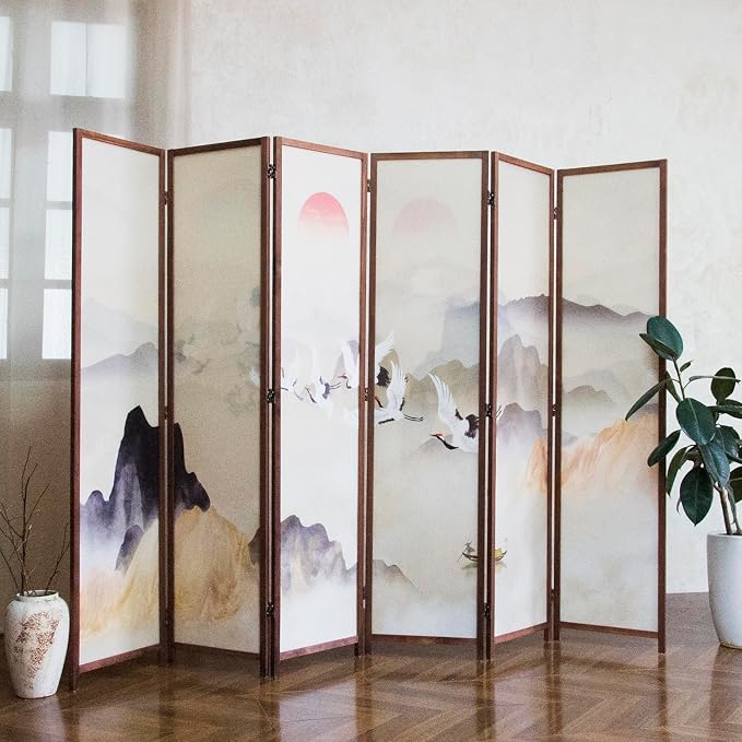 6 Panel Room Divider, 5.6 ft Tall Blackout Folding Privacy Screen - Image 3