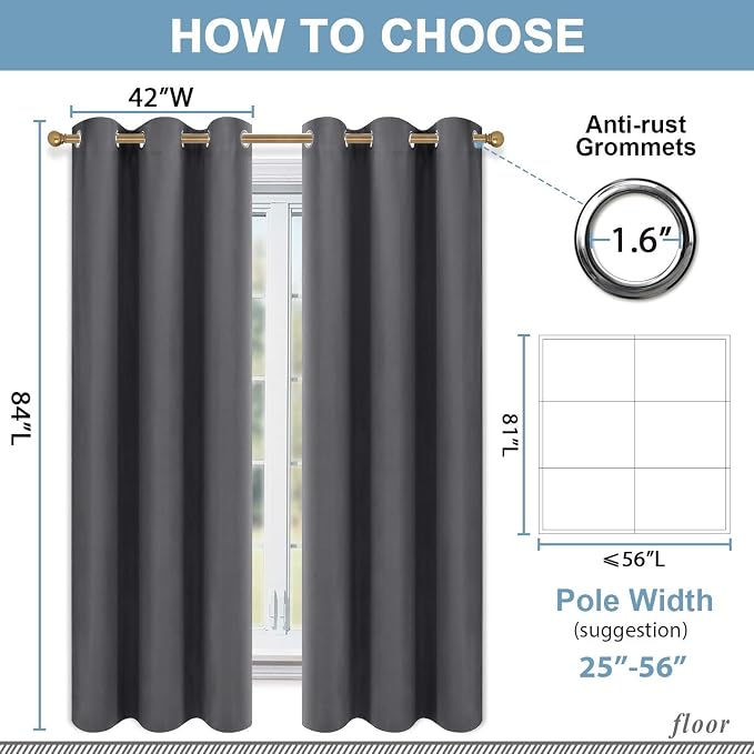 Diraysid Grey Blackout Curtains - Image 6