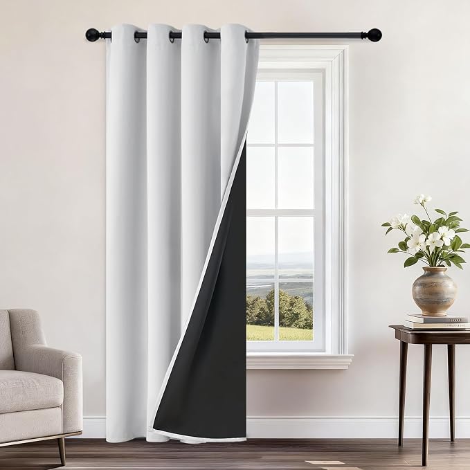 Yakamok Greyish White Blackout Curtains 84 Inches Long 52" Wide, 1 Panel | by Yakamok