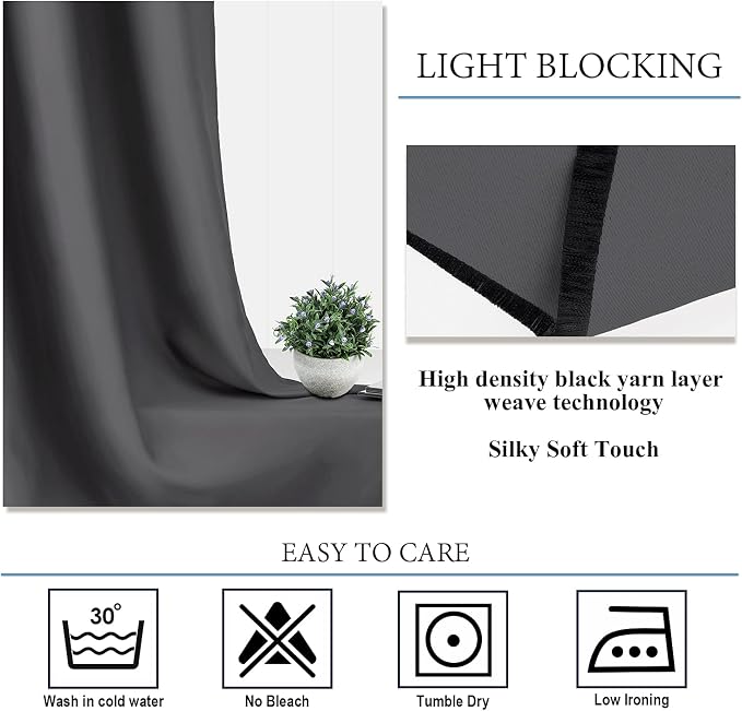 Diraysid Grey Grommet Blackout Curtains - Image 5