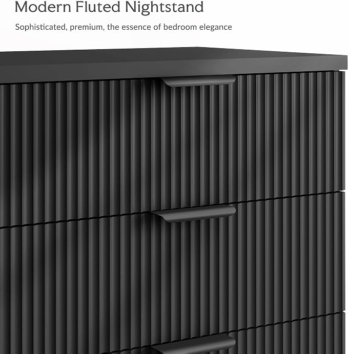 25.6" W Black Fluted Nightstand - Image 5