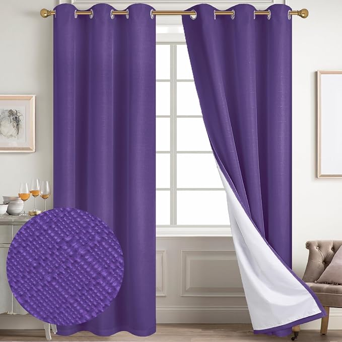 Diraysid 100% Blackout Curtains Purple Linen Curtains by Diraysid%2C+refresh+your+life
