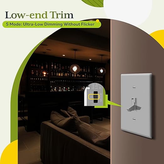 TG Toggle Dimmer Switch for LED, CFL, Incandescent Bulbs, Single-Pole or 3-Way, 2-Wire, No Neutral Required, Quiet Glide, UL-Listed, Wall Plate Included, White, 10-Pack