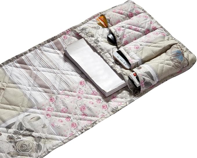 Brilliant Sunshine Grey Cupid & Pink Rose Couch Armrest Cover, Armrest - Image 4