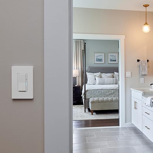 Lutron Diva Smart Dimmer Light Switch for Caseta Lighting (Lutron Smart Hub Required), for LED Lights, 150W, Single-Pole/3-Way, No Neutral, Brown (DVRF-6L-BR)