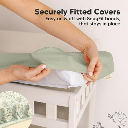 2-Pack Organic Changing Pad Covers for Girl, Boy, Neutral - 100% Cotton Changing Table Pad Cover, Soft Baby Nursery Diaper Changing Pad Sheets, Contour Changing Pads Liners, Change Pad Cover (Foxtrot)