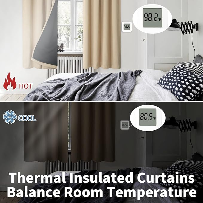 BGment Beige Blackout Curtains for Bedroom 54 Inch Length 2 Panels | Thermal - Image 4
