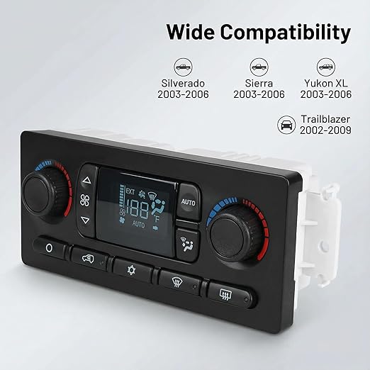 599-211XD A/C Control Switch Air Conditioning Climate Control Module, Front Module Panel for 2003-2004 Chevrolet Silverado Suburban Avalanche Tahoe GMC Sierra Yukon Cadillac Escalade Rainier Hummer