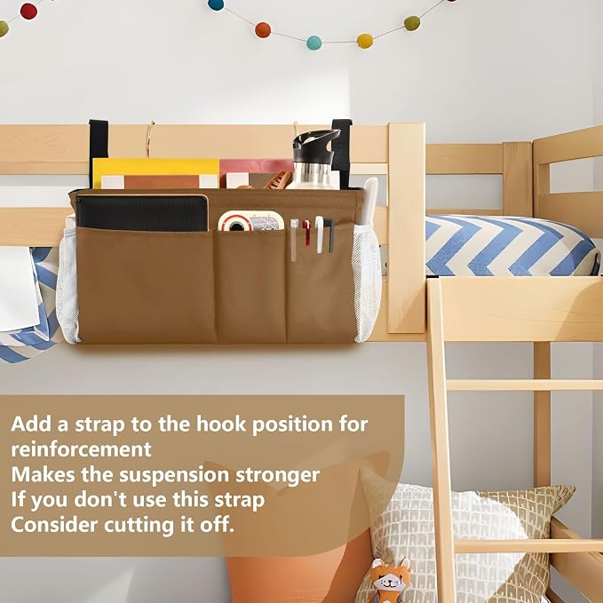 DOMIKING Brown Bedside Caddy for Dorm Bed Recliner Armrest Organizer - Image 6