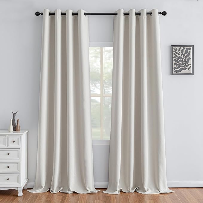 IGEMAEVE Blackout Curtains for Bedroom Grommet Greyish White 52" W x 108" L | by IGEMAEVE