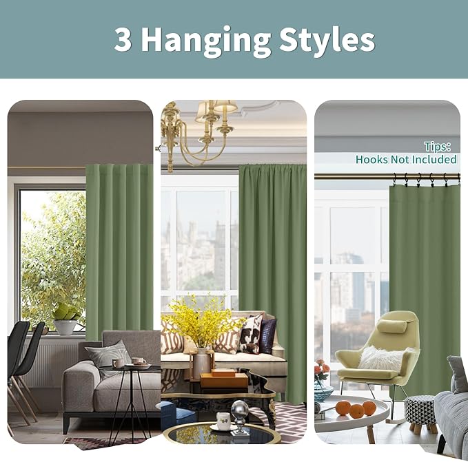 BGment Grass Green 100% Blackout Curtains - Image 3